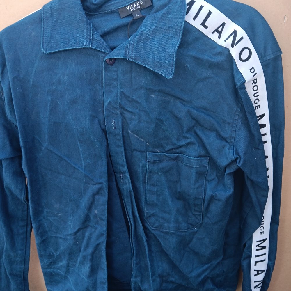 Milano Men's Teal Shirt Jacket with White Accents With Matching Size 34 Pants